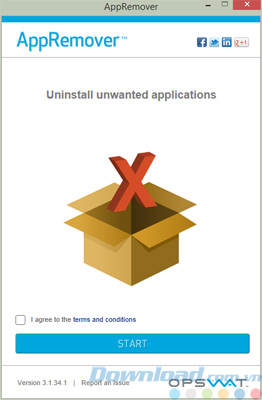 Giao diện chính của AppRemover Giao diện chính của AppRemover