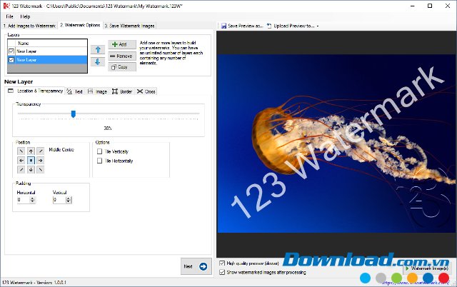 123 Watermark với giao diện màn hình chính 