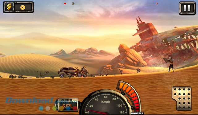 Giao diện màn chơi game Monster Car Hill Racer 2