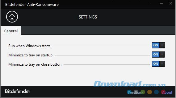 Các lựa chọn cài đặt đơn giản của phần mềm
