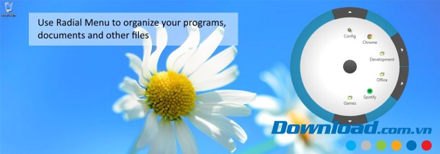Radial Menu với giao diện màn hình chính 