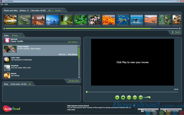 Tạo video với muvee Reveal Tạo video với muvee Reveal
