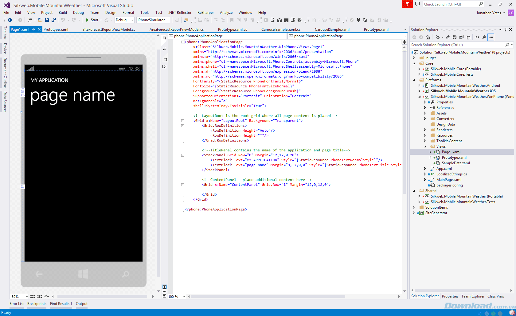 Giao diện của Xamarin