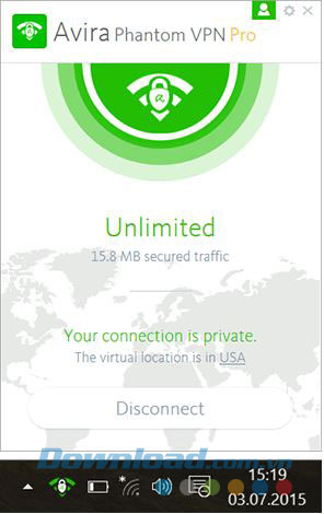 Giao diện phần mềm Avira Phantom VPN