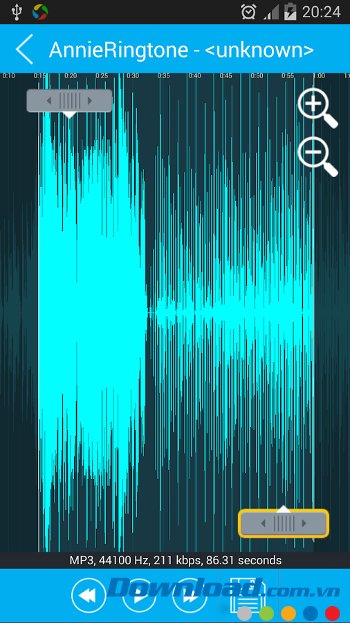 Ringtone Maker Mp3 Editor với giao diện chơi nhạc 