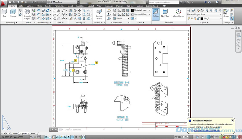 Giám sát các chú thích trong AutoCAD Mechanical