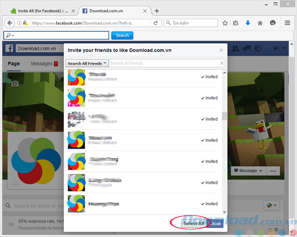 Mời tất cả bạn bè thích trang Facebook