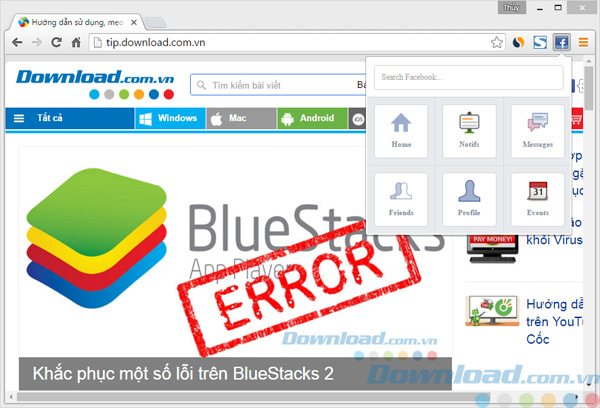Giao diện chính của Facebook One cho Chrome