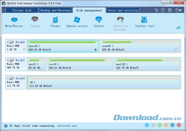 QILING Disk Master Technician với Disk management 