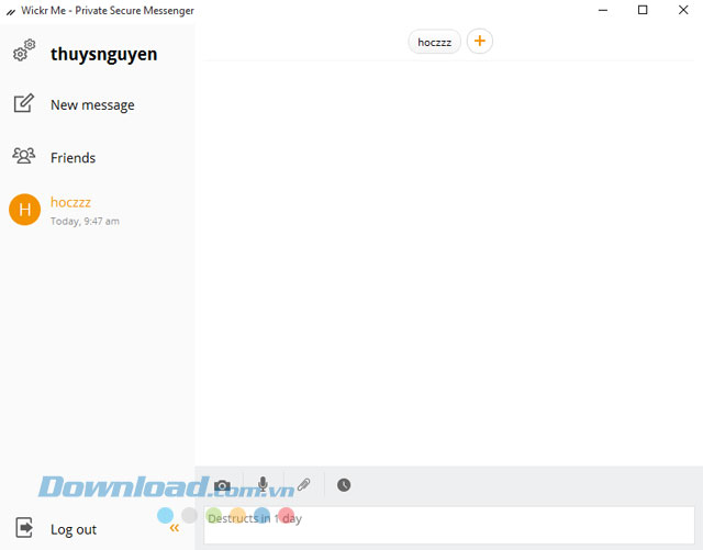 Giao diện ứng dụng chat Wickr