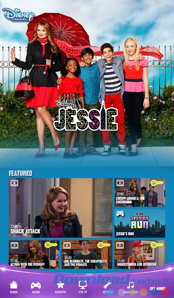 Disney Channel với giao diện chọn video yêu thích 