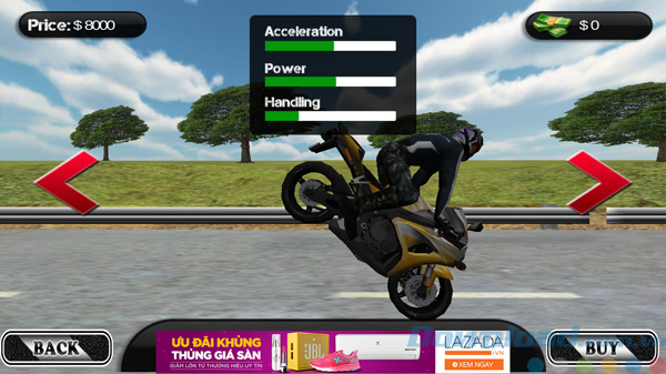 Chọn xe đua trong game Fast Motorbike Driver 2016