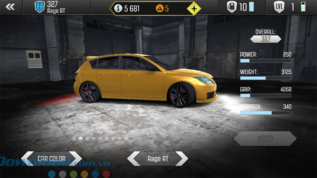 Garage xe với các thông số trong My Cars