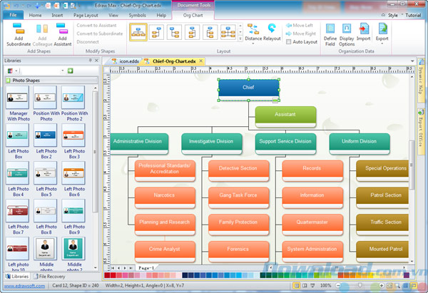 Giao diện Edraw Org Chart