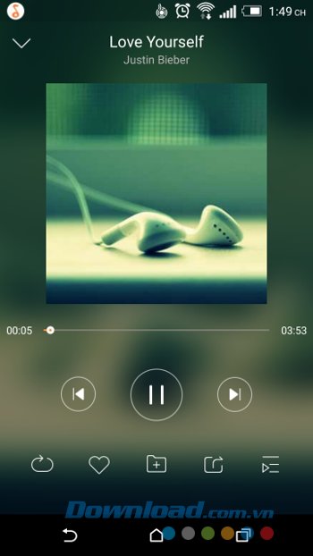 Giao diện nghe nhạc của LISTENit 