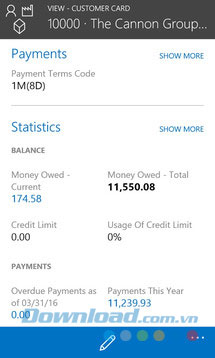 Xem thẻ khách hàng và các thông số