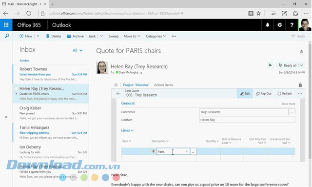 Làm việc ngay trong Outlook
