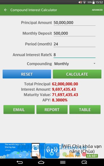 Tính lãi kép với Financial Calculators