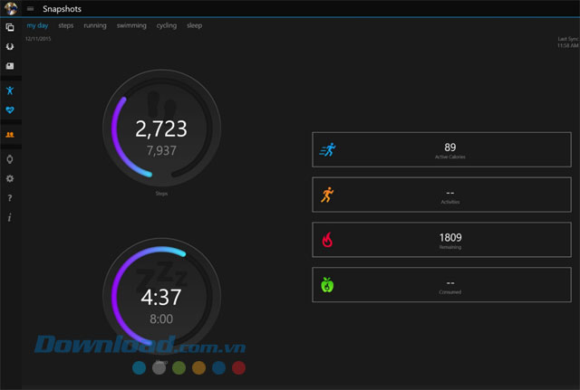 Giao diện ứng dụng Garmin Connect Mobile