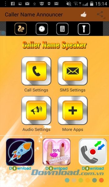 Caller Name Announcer với giao diện chính 