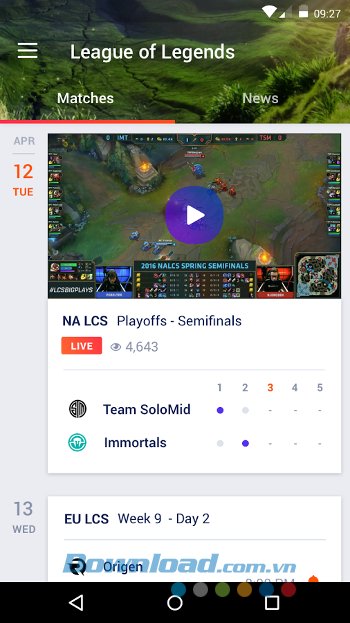 Xem thông tin của từng game trên Yahoo Esports 