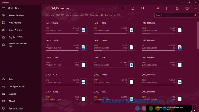 Giao diện ứng dụng 8 Zip Lite