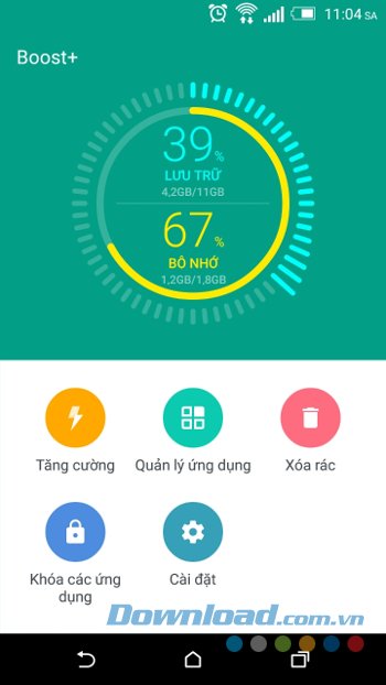 Giao diện ứng dụng HTC Boost+ 