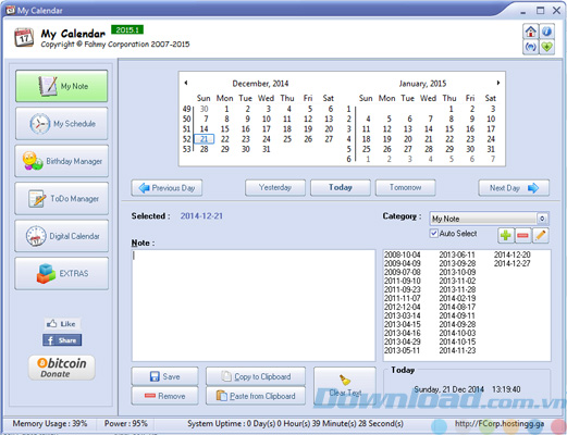 Giao diện của My Calendar