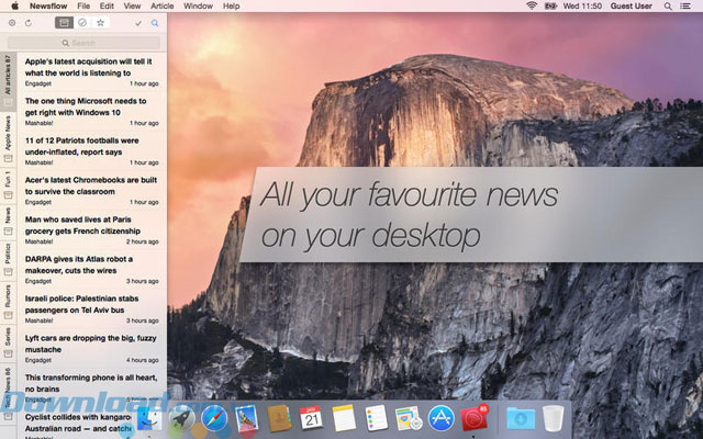Giao diện ứng dụng đọc tin Newsflow cho Mac