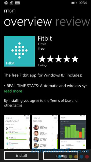 Ứng dụng Fitbit trên điện thoại 