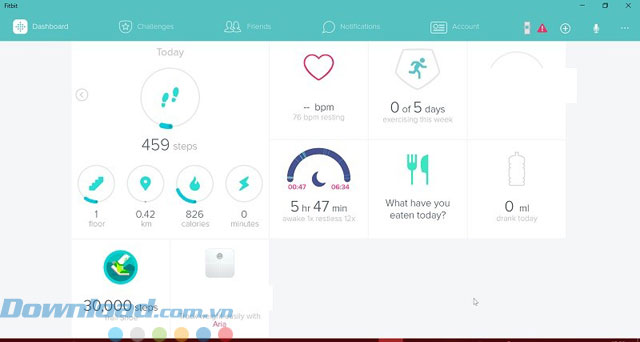 Giao diện ứng dụng Fitbit 