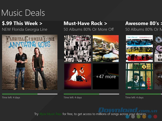 Giao diện ứng dụng Music Deals