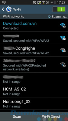Tìm mạng WiFi và kết nối