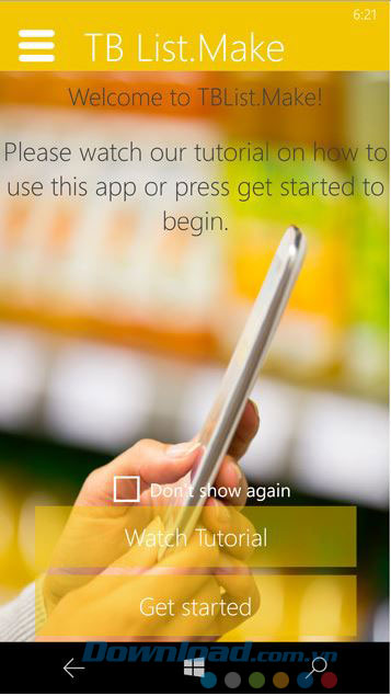 Ứng dụng tạo danh sách mua sắm