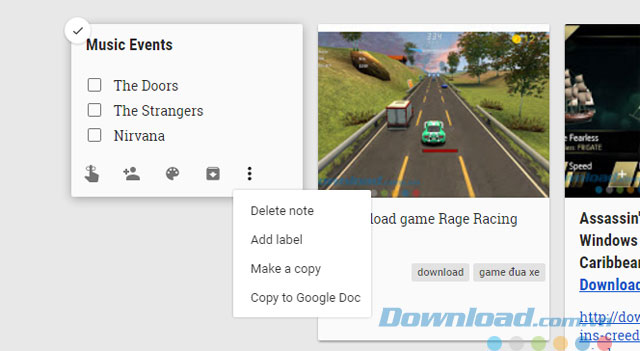 Các thao tác với ghi chú