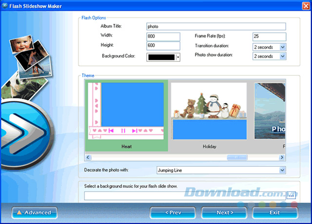 Giao diện chính của Flash Slideshow Maker
