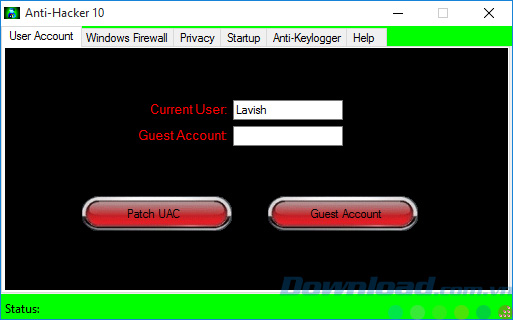 Giao diện của Anti-Hacker