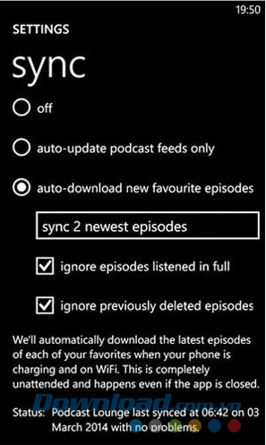 Khả năng tự tải phần podcast mới