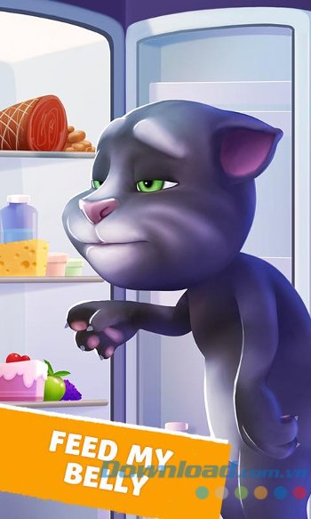 Cho mèo Tom ăn trong game My Talking Tom