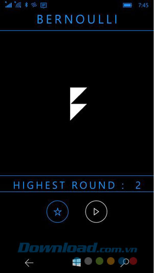 Màn hình chính của game Bernoulli