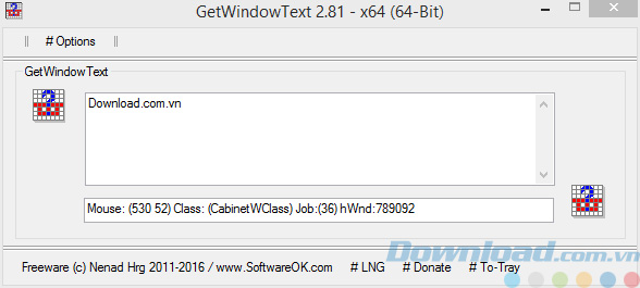 Giao diện của GetWindowText