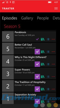 Theo dõi các phần phim