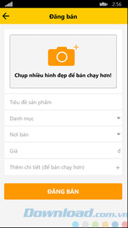 Giao diện đăng bán
