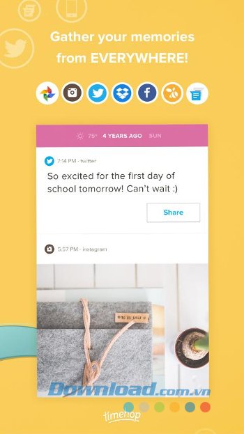 Xem lại bài đăng với Timehop