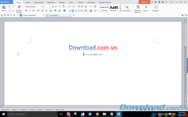 Giao diện WPS Office 2016 Beta