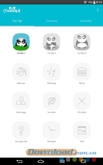 Giao diện ứng dụng ChineseSkill