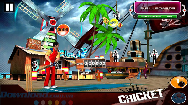 Giao diện game Cricket 3D World Street Challenge