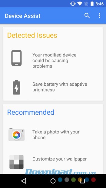 Thăm dò vấn đề trên máy với Device Assist