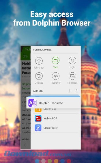 Mở nhanh Dolphin Translate từ Dophin Browser Mở nhanh Dolphin Translate từ Dophin Browser