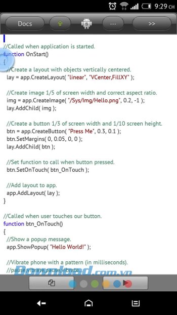 DroidScript gồm nhiều template